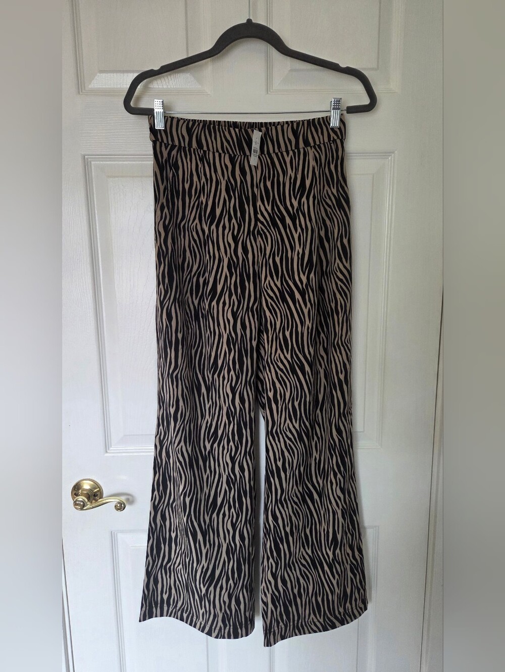Lou & Grey Zebra-Print Wide-Leg Pants — Black & Tan